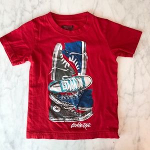 Converse Short Sleeved Sneaker Red Tee Shirt - Size S (5T)